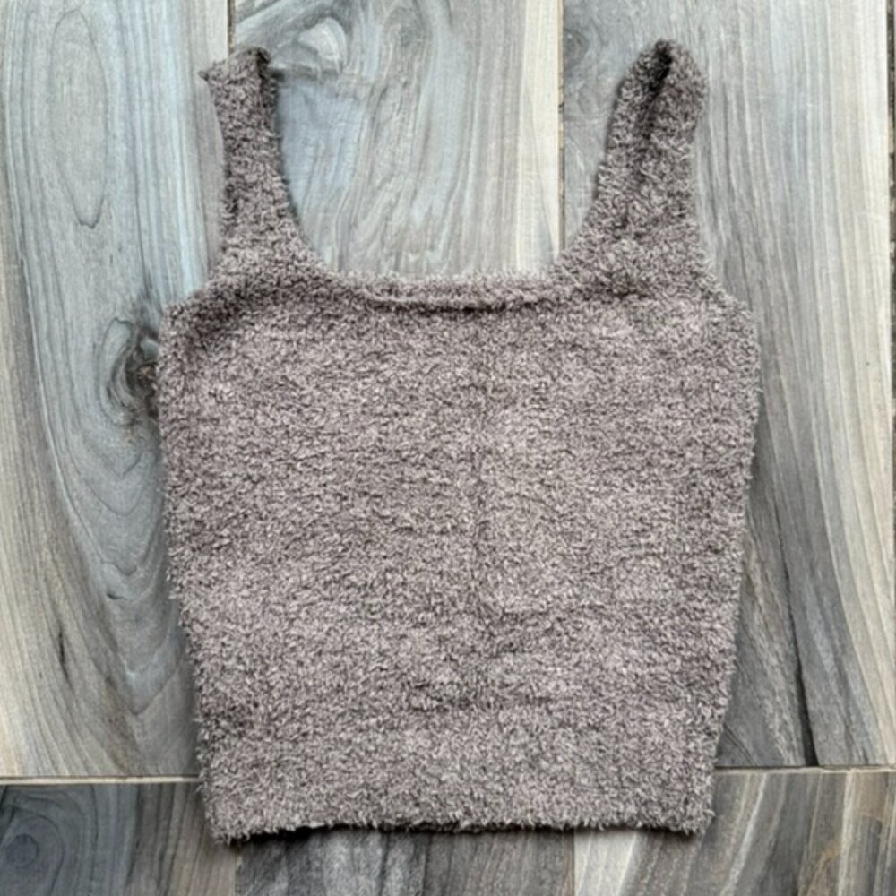 SKIMS Gray Fuzzy Tank Top
